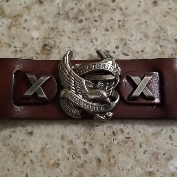 UNISEX brown Live to Ride cuff bracele - Picture 2 of 7